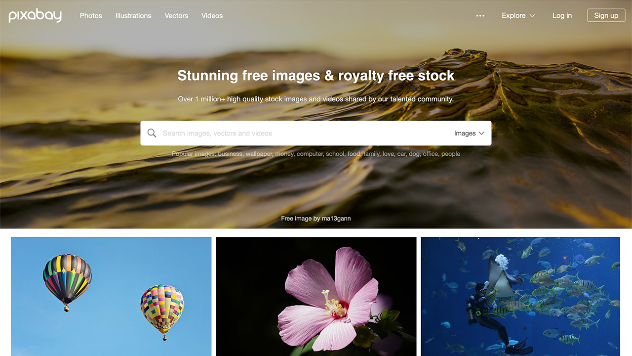 Screenshot of the Pixabay website