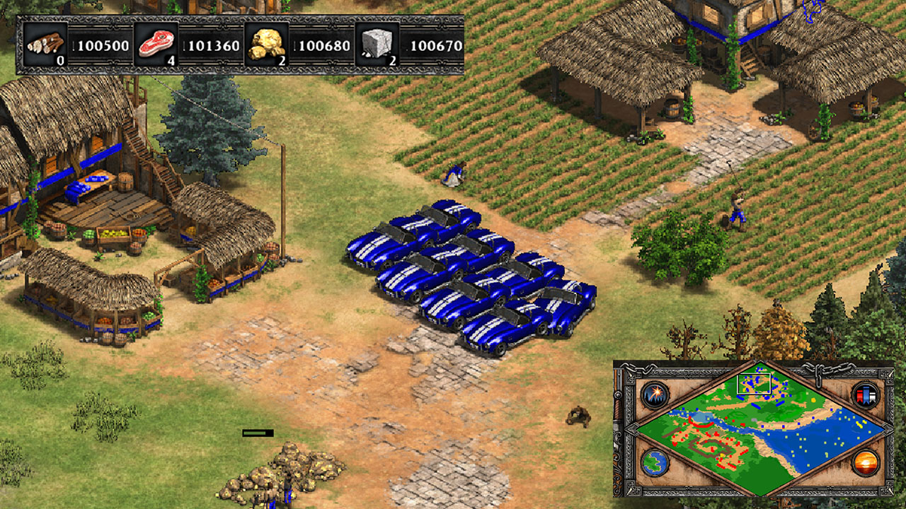 Screenshot of various active cheats in Age of Empires 2