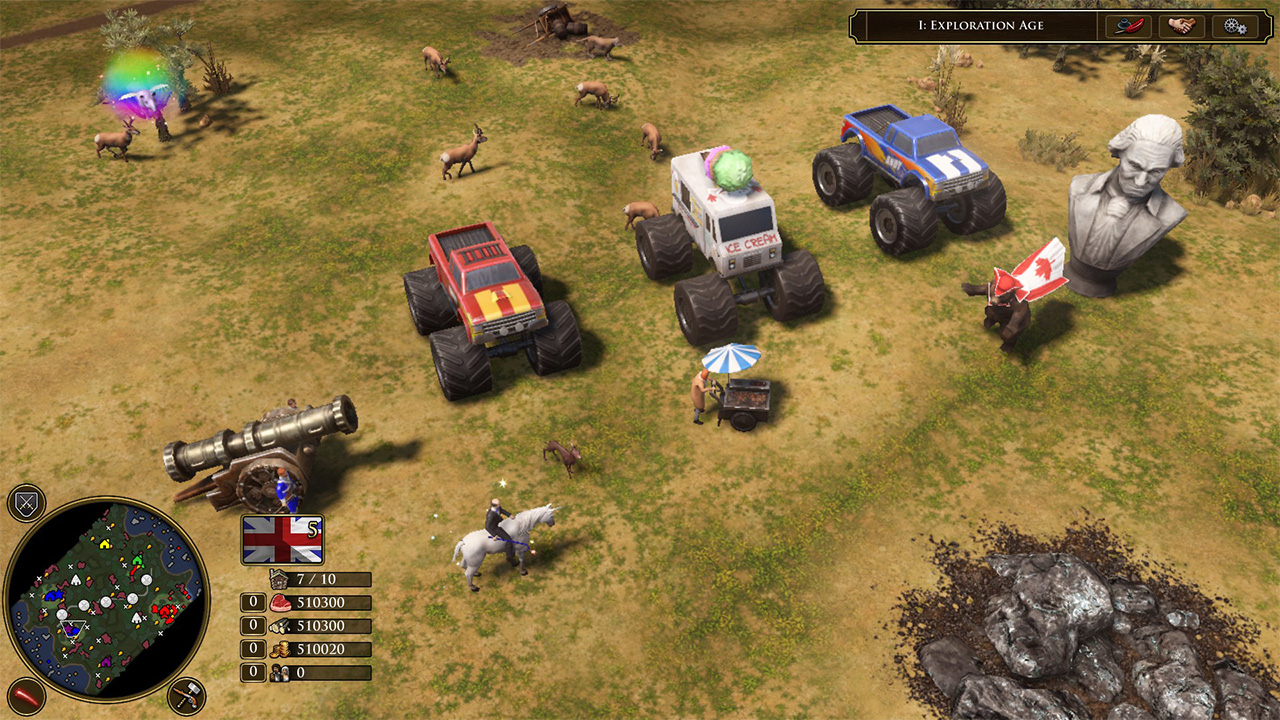 Screenshot of various active cheats in Age of Empires 3